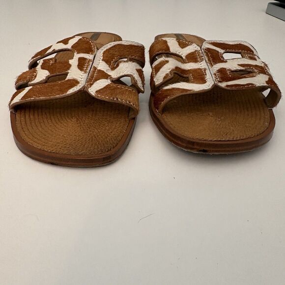 Sam Edelman Bay Sandals Womens 8.5M Calf Hair Leopard Print Slide - Picture 3 of 8